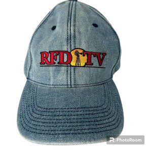 RFD-TV Rural Media Blue Demin Nashville Tenn Strapback Baseball‎ Hat Cap VTG VGC